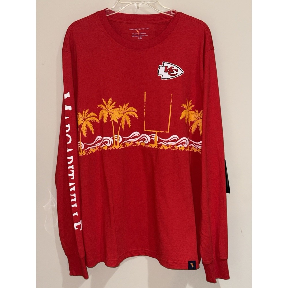 Margaritaville Men's Kansas City Chiefs Long Sleeve T Shirt NFL Island Reserve